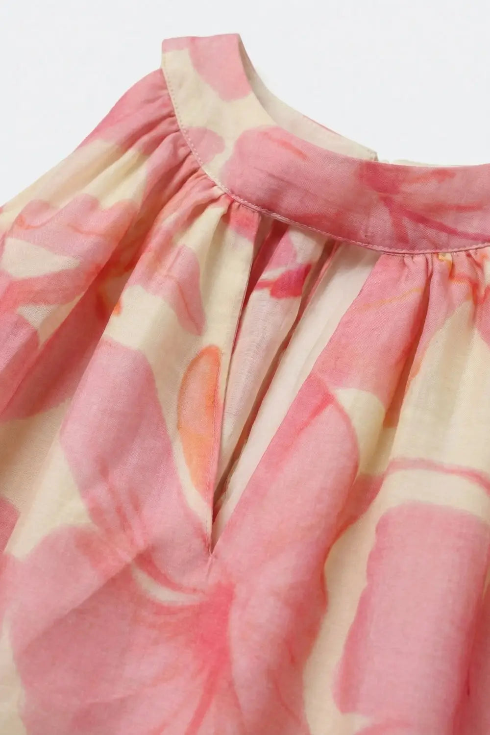 Top dos nu en mousseline florale rose - Tops