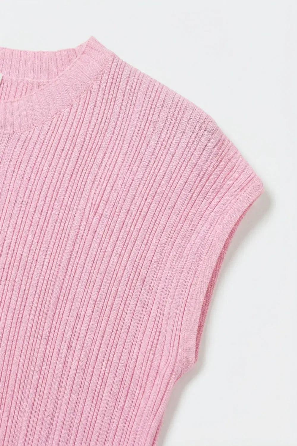 Top en maille côtelée fine sans manches en rose - One Size / rose