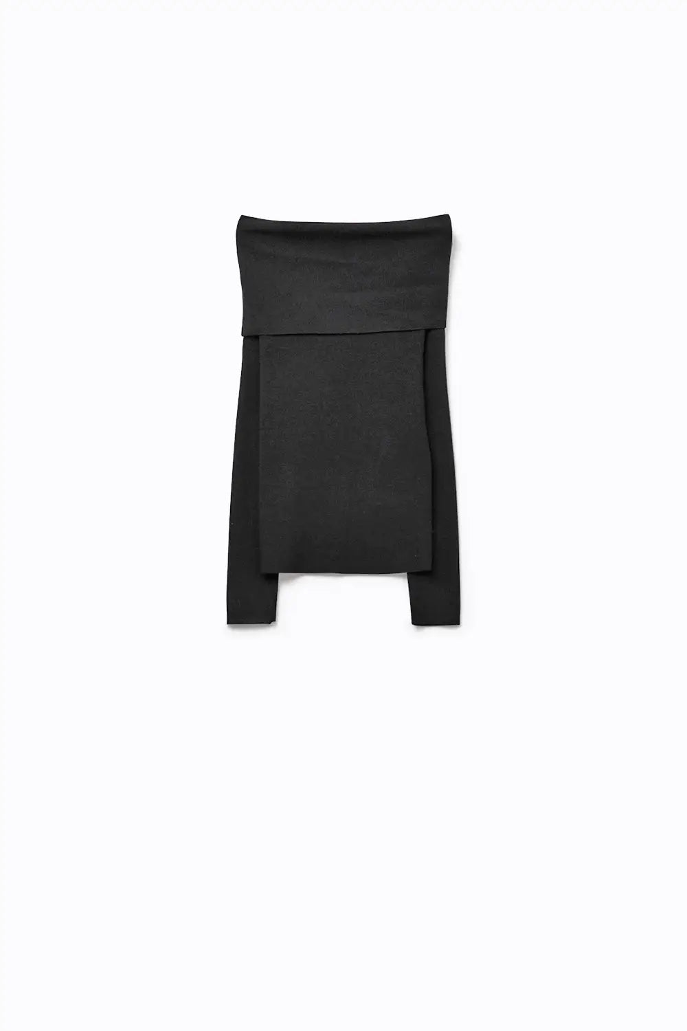 Top en tricot à col bateau et épaules courtes noir - Pulls