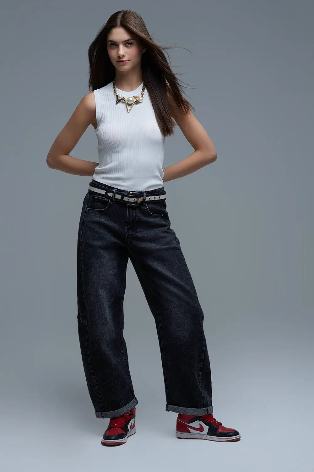 Top en tricot côtelé blanc sans manches - One Size / blanc - Tops