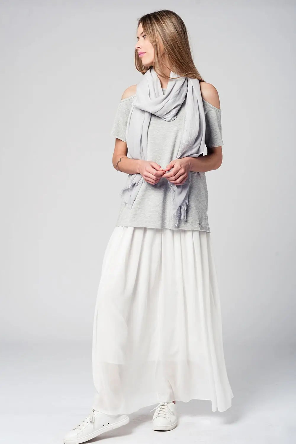 Top gris épaules dénudées - Tee-Shirt