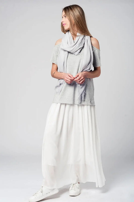 Top gris épaules dénudées - Tee-Shirt