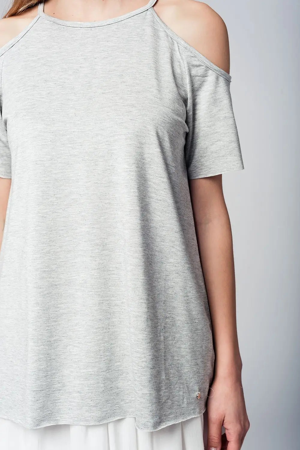 Top gris épaules dénudées - Tee-Shirt