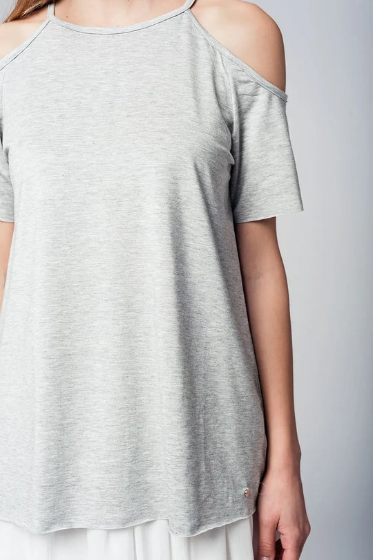 Top gris épaules dénudées - Tee-Shirt