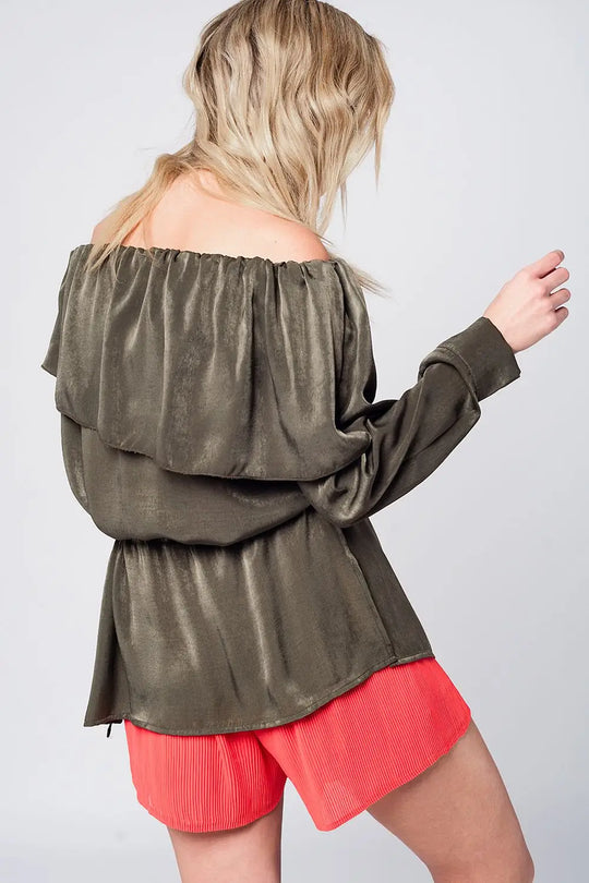Top kaki effet irisé - Tee-Shirt