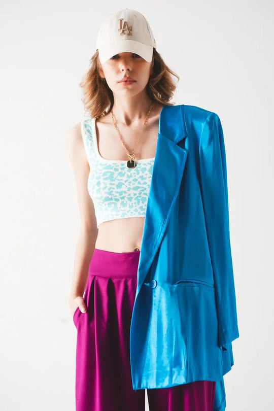 Top léger à imprimé animal turquoise - Tee-Shirt