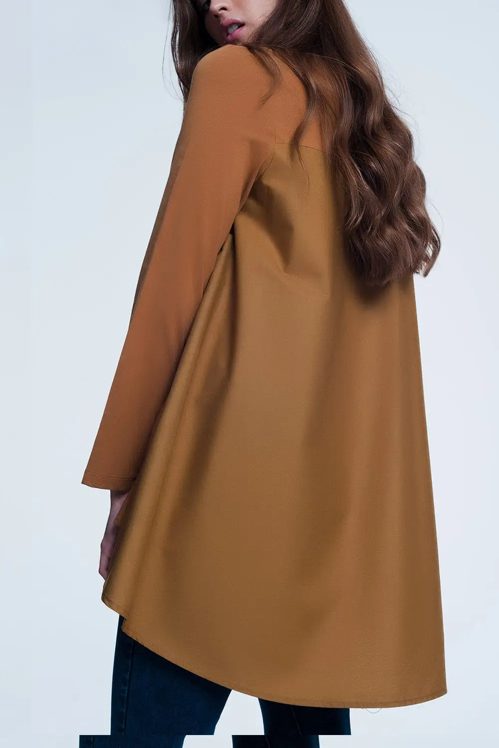 Top manches longues à ourlet long asymétrique - Tee-Shirt