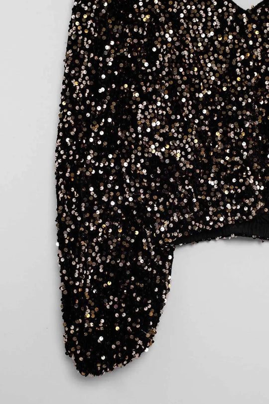 Top oversize avec manches ballon et paillettes - Tee-Shirt
