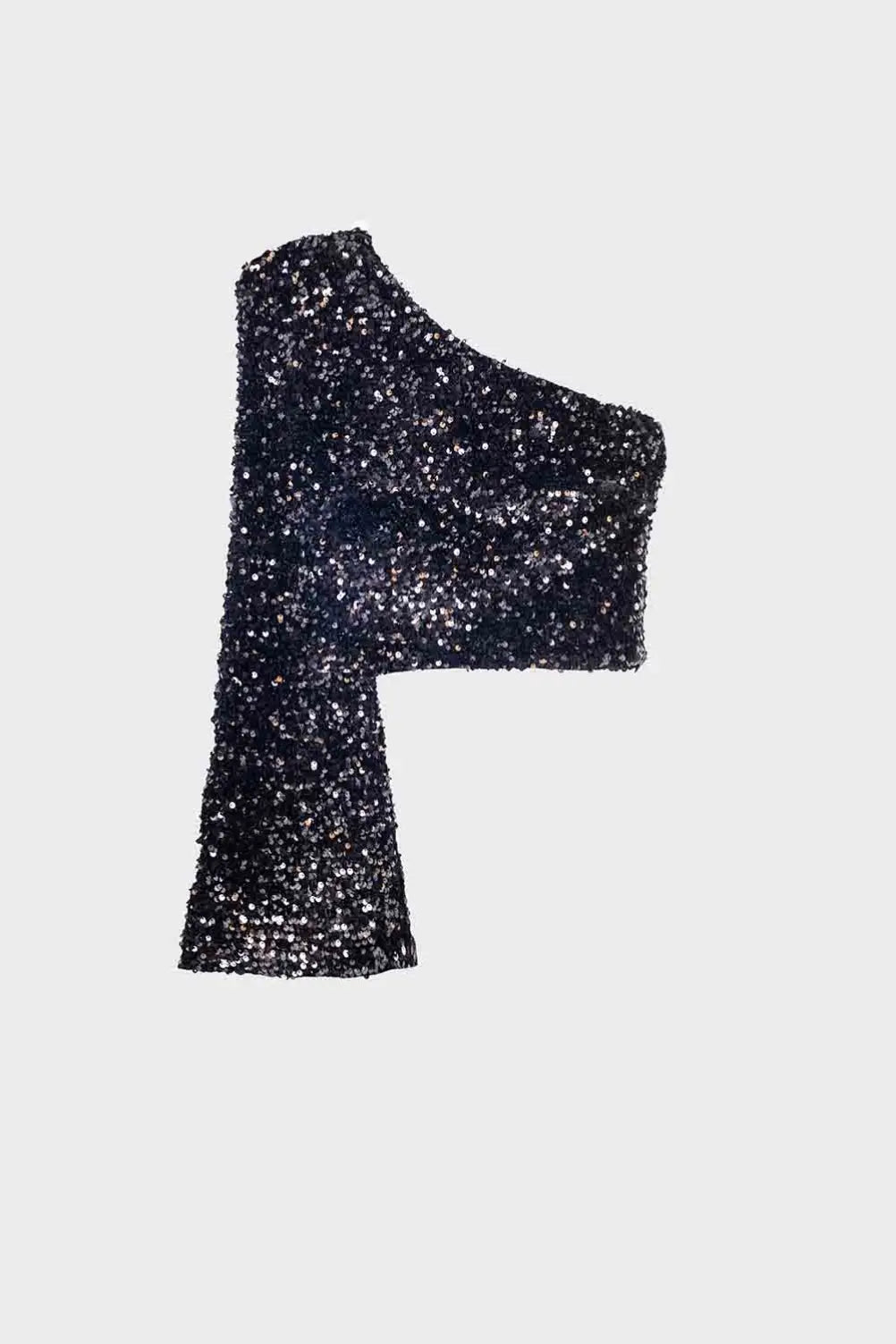 Q2 Top pailleté à une épaule en noir