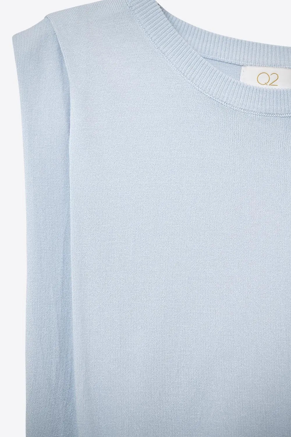 Top sans manches en tricot avec drapé aux épaules en Baby Blue - One Size / bleu - Pulls