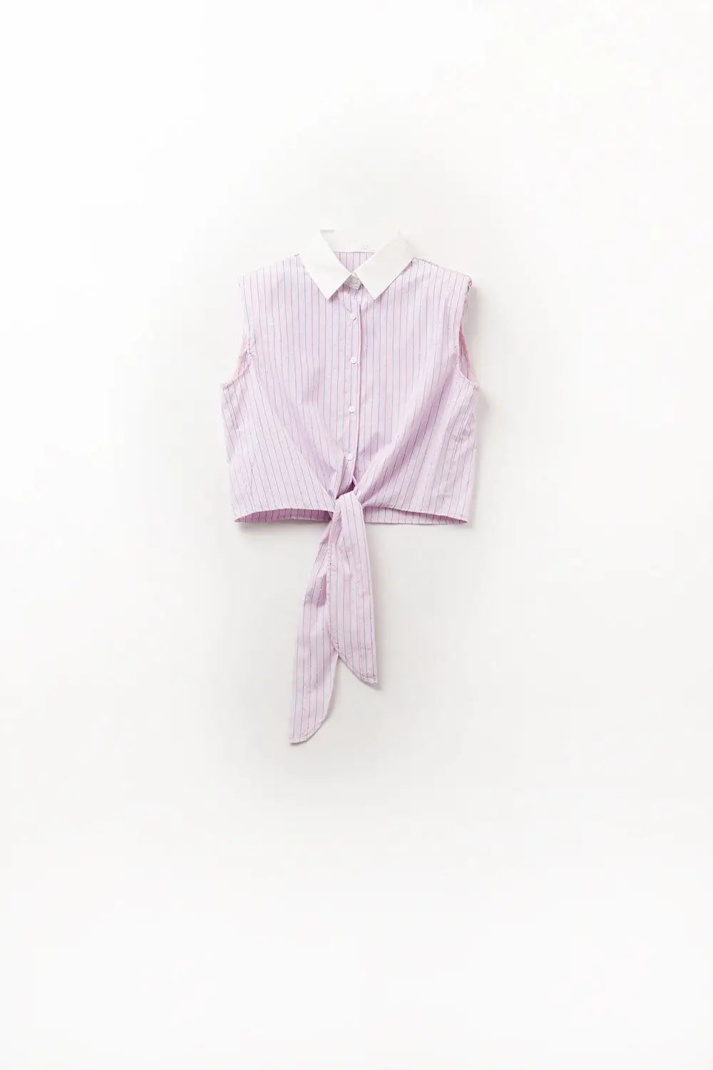 Top sans manches rose avec nœud sur le devant - Tee-Shirt