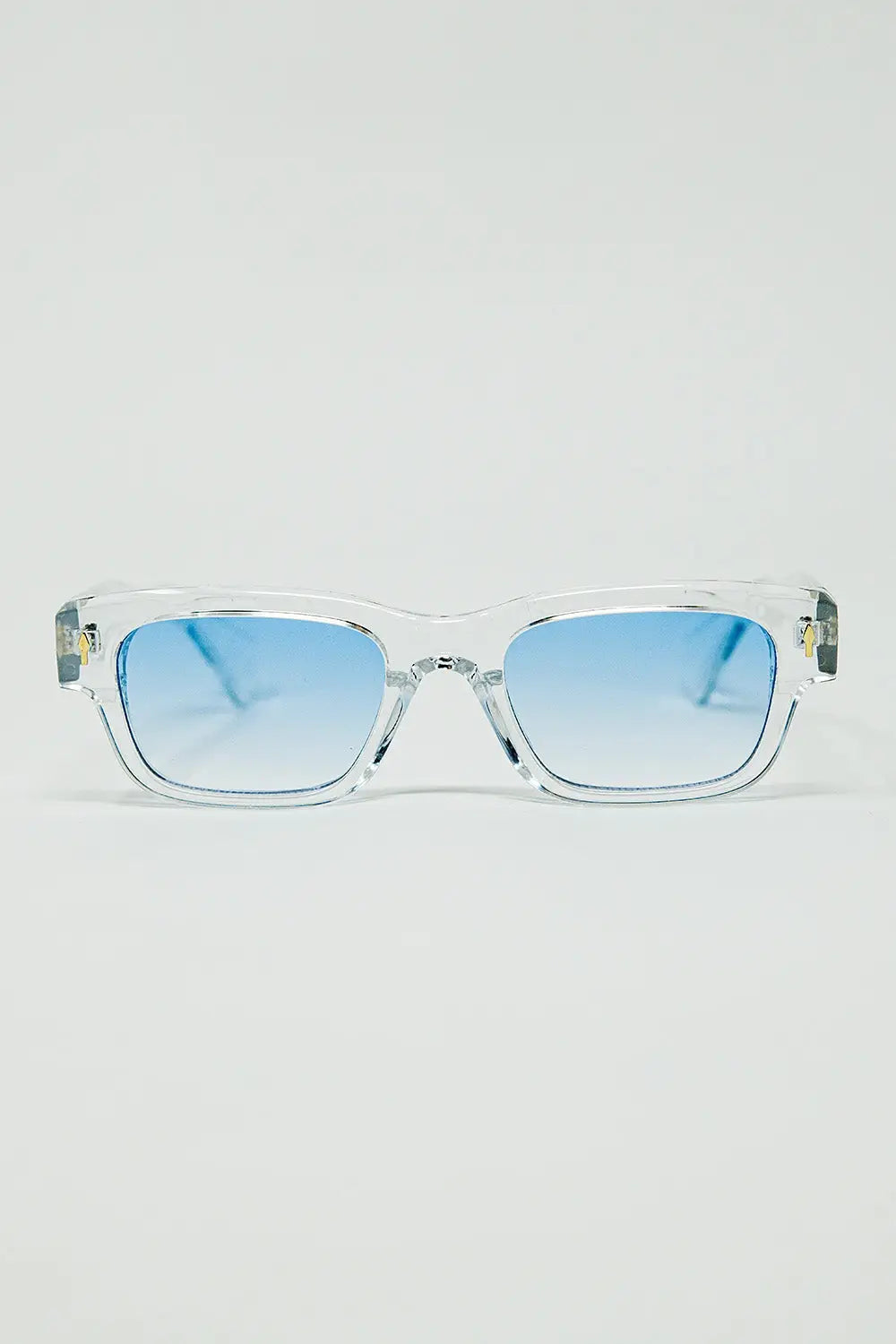 Q2 Translucent White Sunglasses with Oval Light Blue Lenses