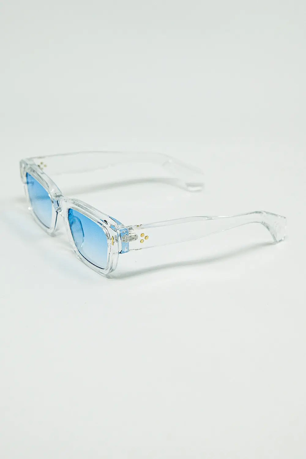 Translucent White Sunglasses with Oval Light Blue Lenses - One Size / White