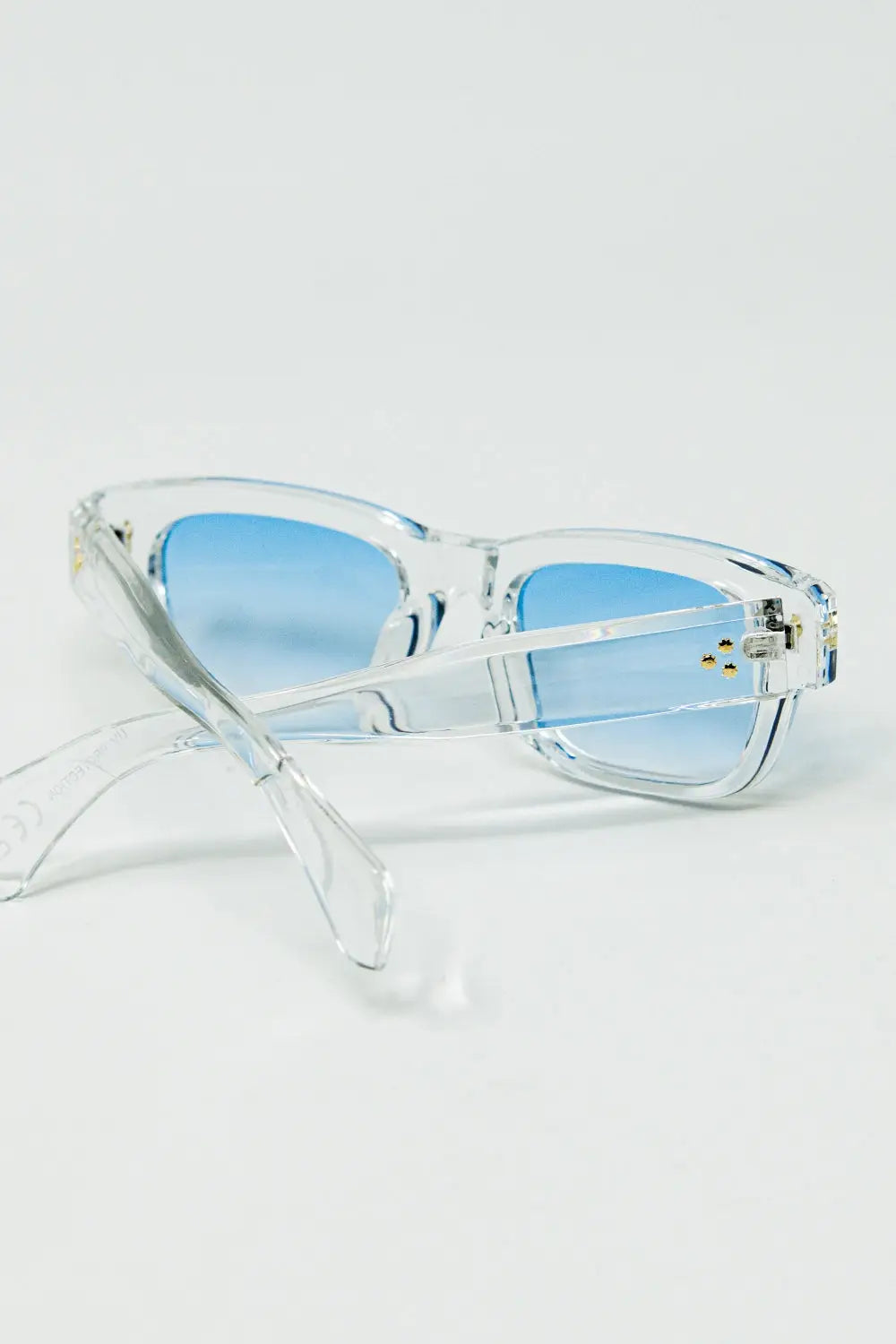 Translucent White Sunglasses with Oval Light Blue Lenses - One Size / White