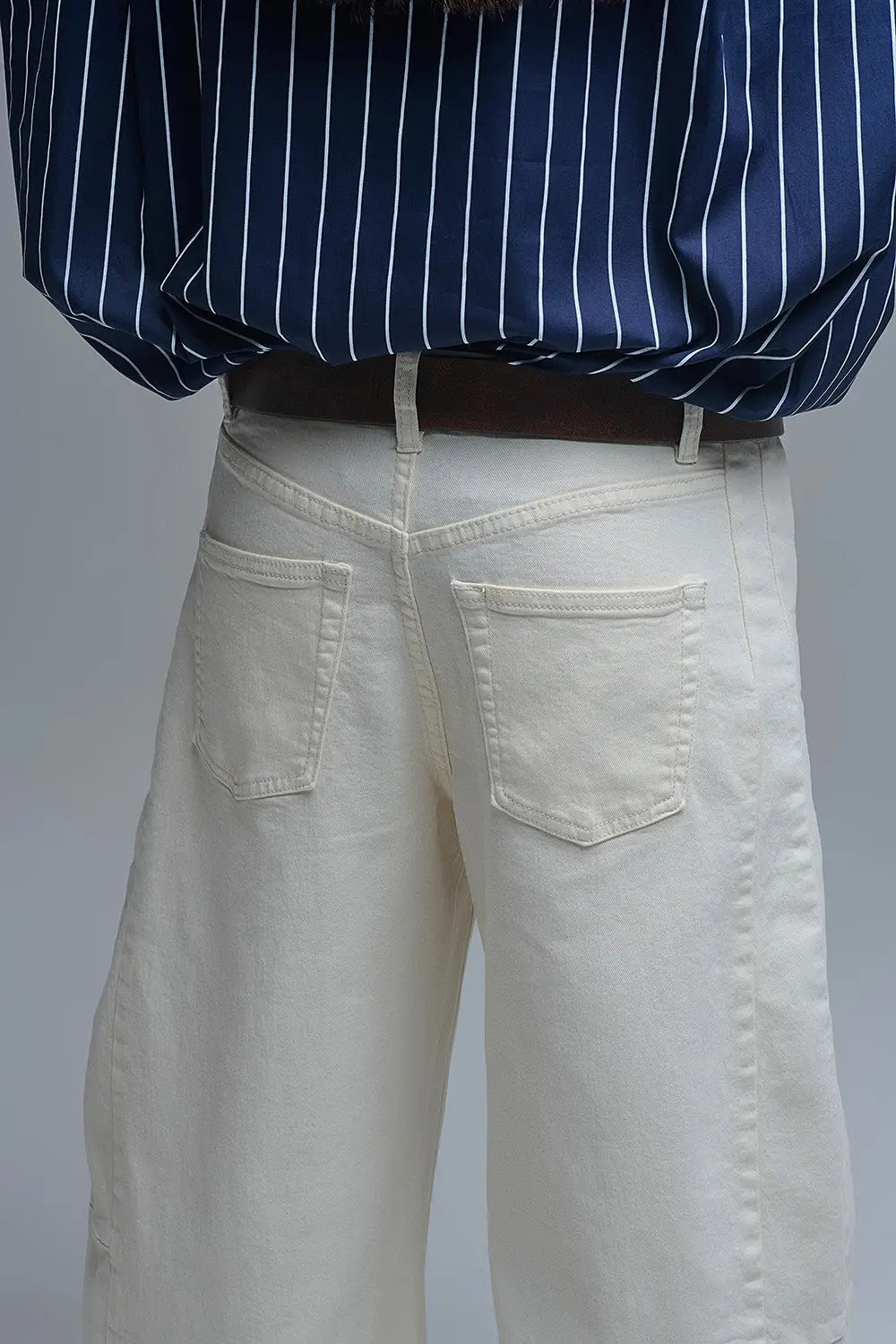 Trendy Cream Barrel Balloon Jeans with Pockets - Jeans
