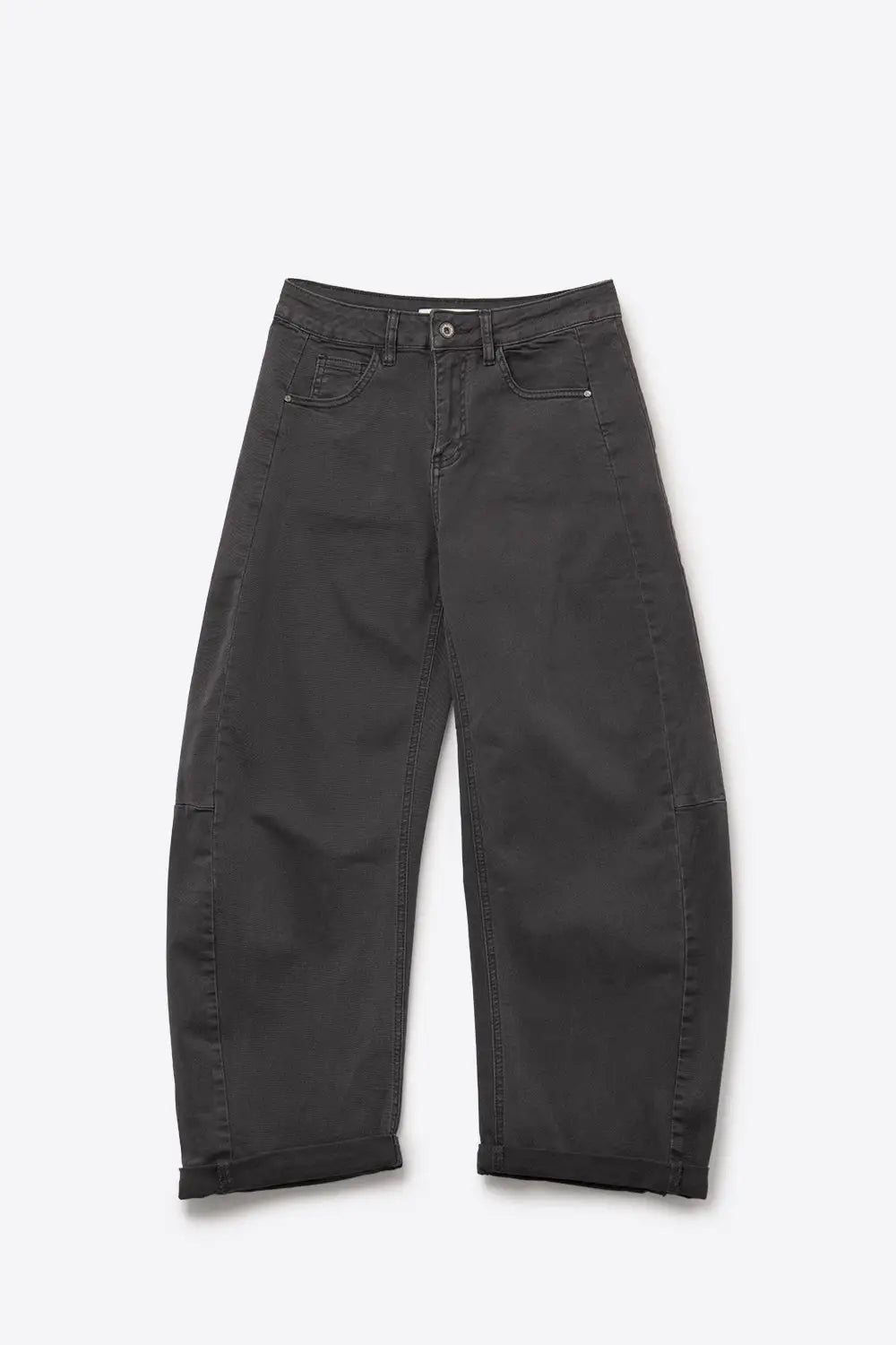 Trendy Gray Barrel Balloon Jeans with Pockets - Jeans