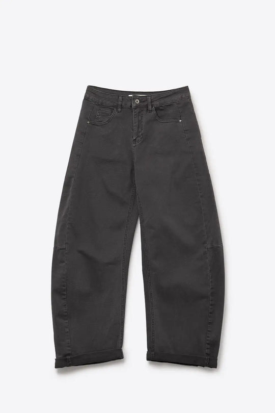 Trendy Gray Barrel Balloon Jeans with Pockets - Jeans