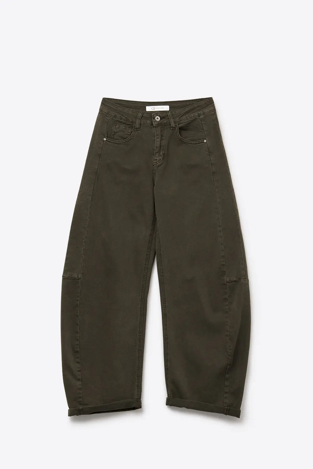 Trendy Green Barrel Balloon Jeans with Pockets - Jeans