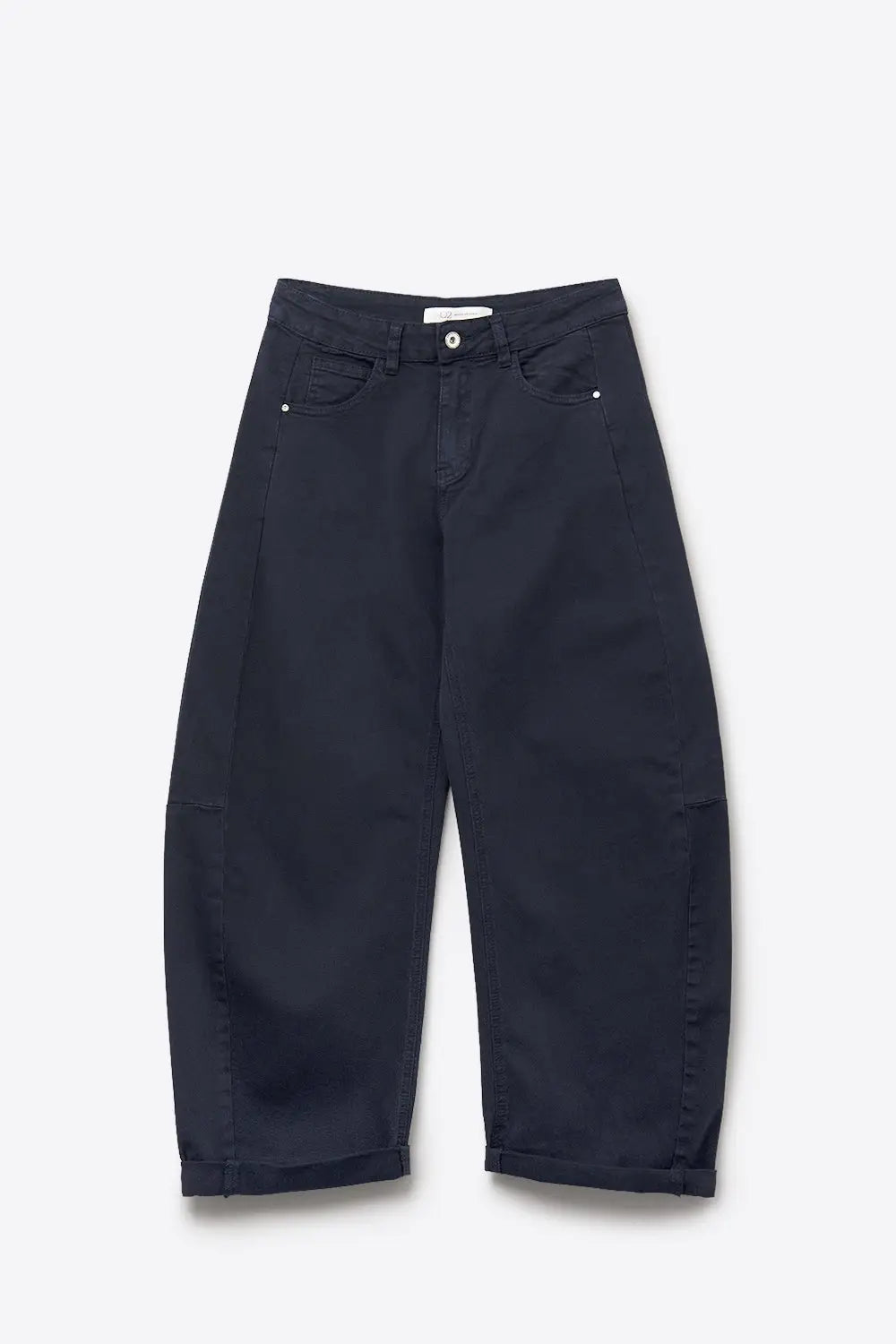 Trendy Navy Barrel Balloon Jeans with Pockets - Jeans