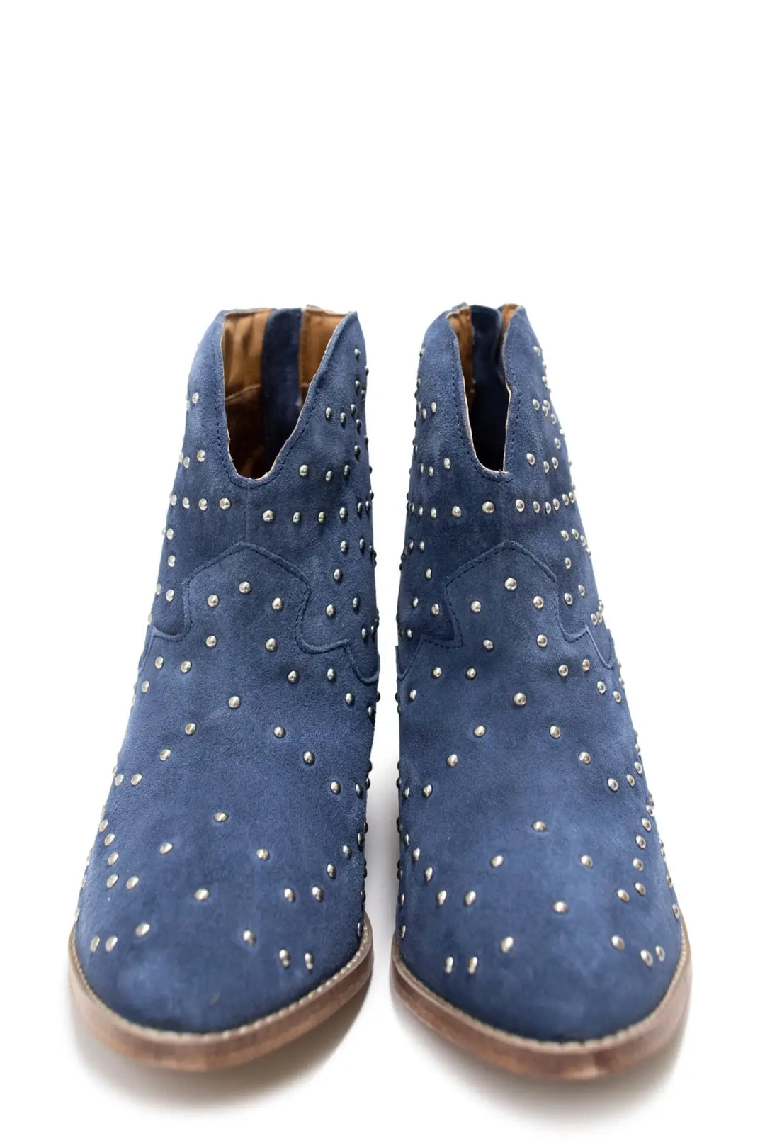 Twilight Studded Heeled Ankle Boot in Denim - 100 Western Boots