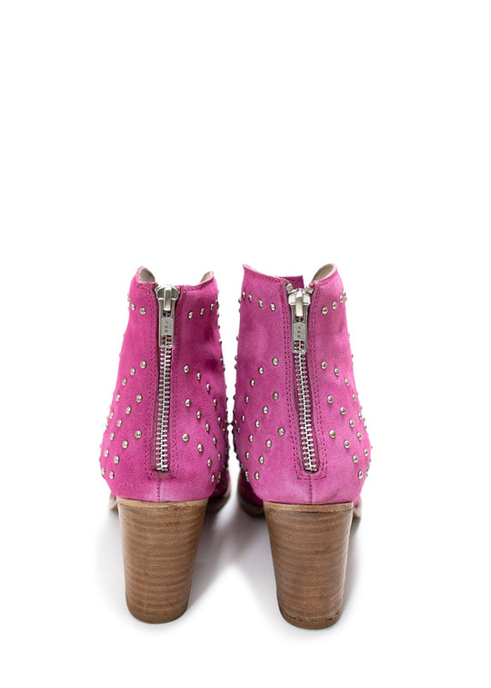 Twilight Studded Heeled Ankle Boot in Magenta - MELISSA JEAN