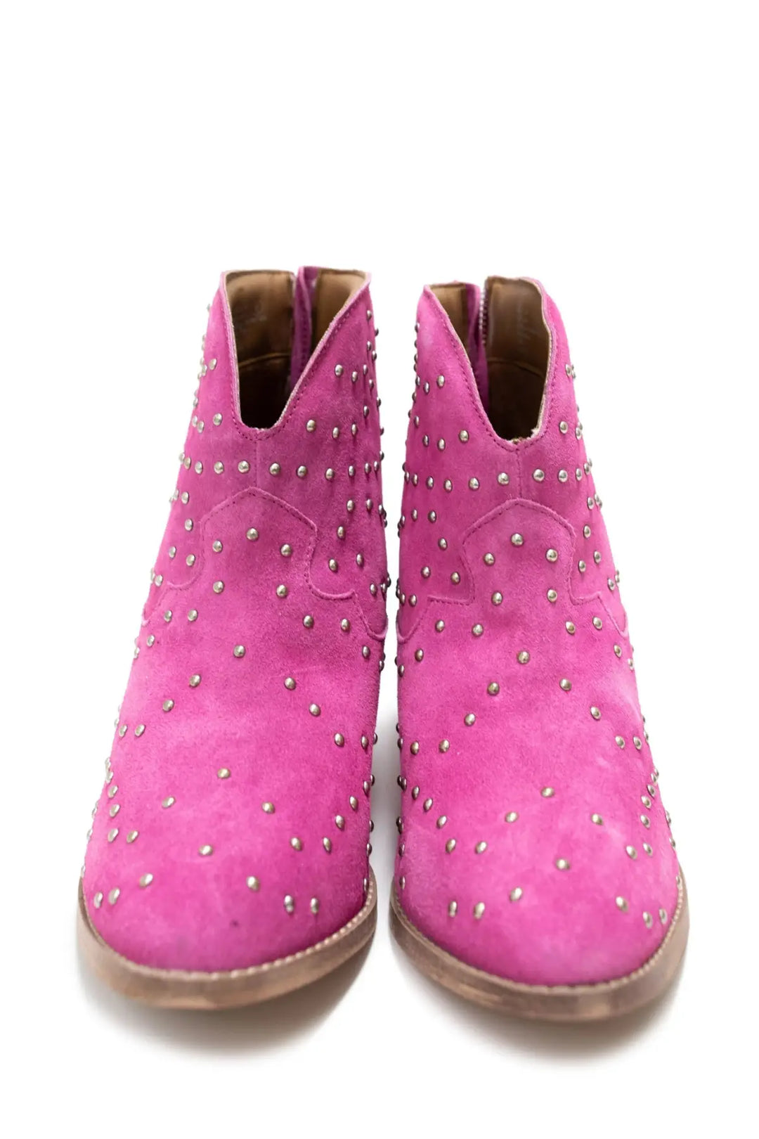 Twilight Studded Heeled Ankle Boot in Magenta - 100 Western Boots