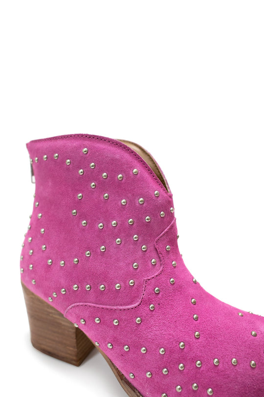 Twilight Studded Heeled Ankle Boot in Magenta - MELISSA JEAN