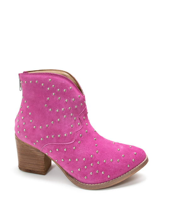 Twilight Studded Heeled Ankle Boot in Magenta - MELISSA JEAN