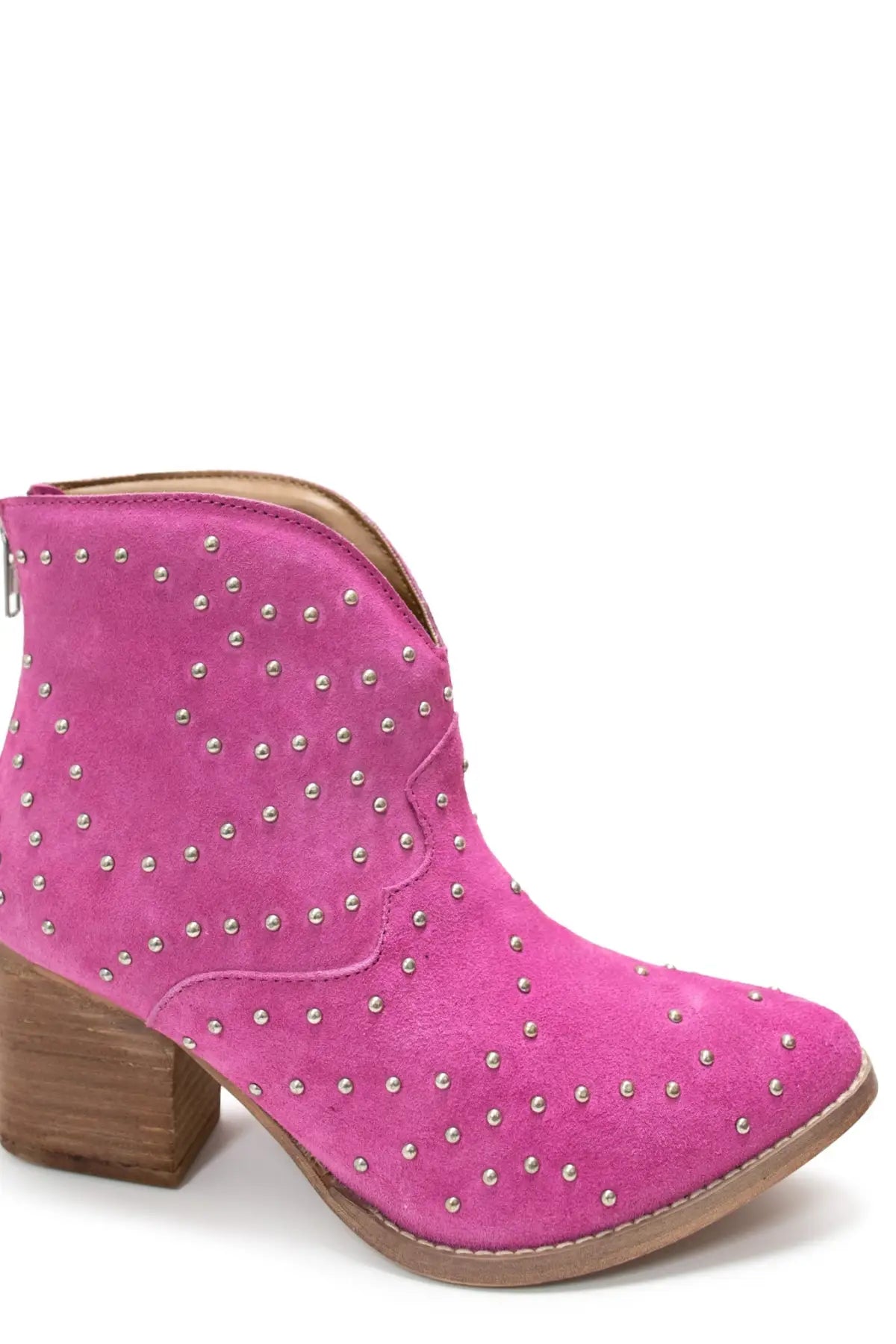 Twilight Studded Heeled Ankle Boot in Magenta - 100 Western Boots