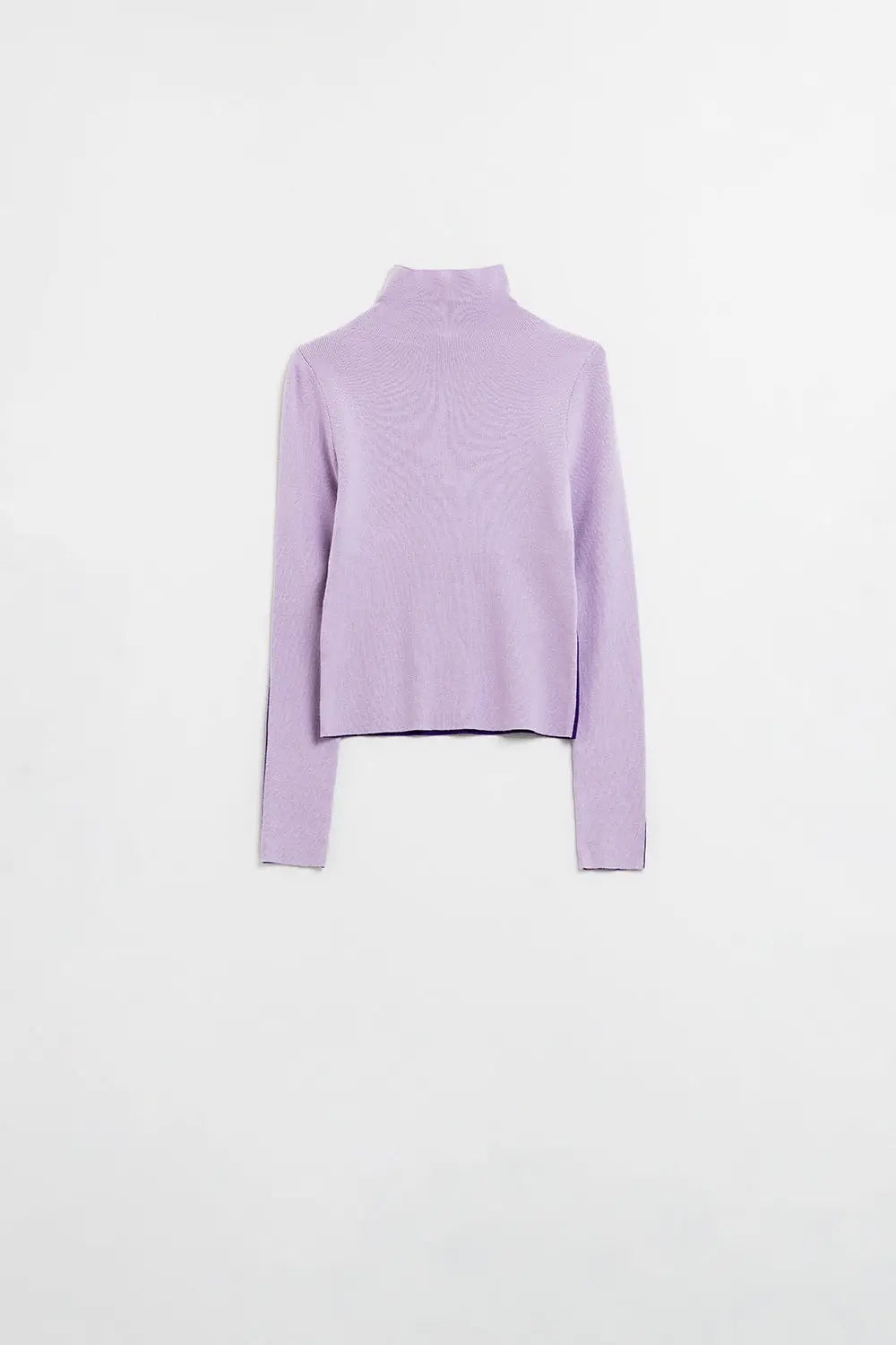 Q2 Two-Coloured Turtle Neck Sweater in Purple