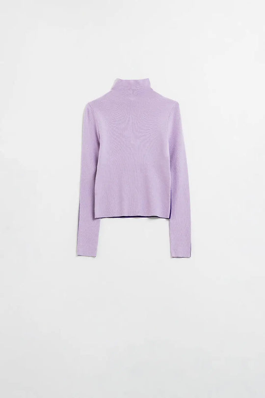 Q2 Two-Coloured Turtle Neck Sweater in Purple