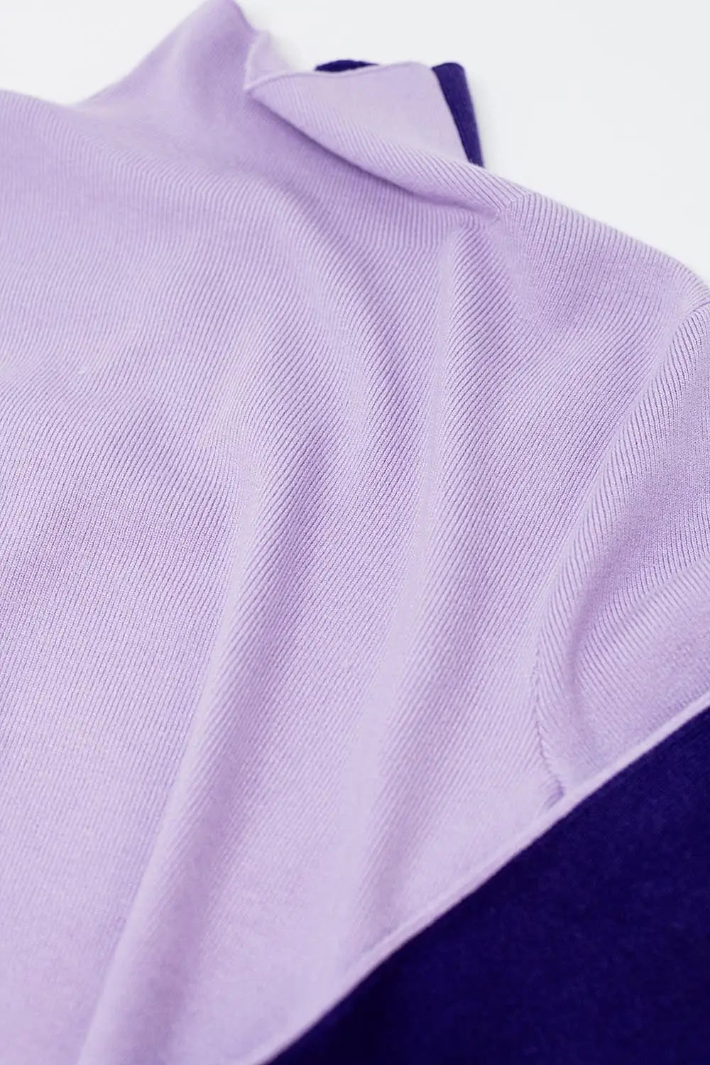 Two-Coloured Turtle Neck Sweater in Purple - One Size / Purple - Sweaters