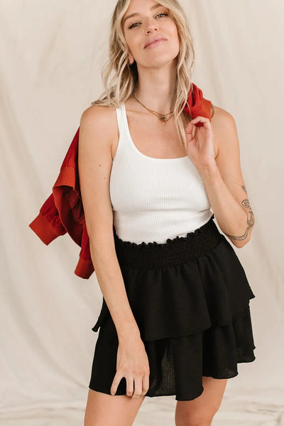 Tiered Ruffle Skirt- Black - Bottoms