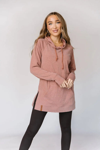 Sideslit Hoodie - Burnt Sienna - Tops