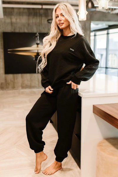 Quilted Pullover - Black - Tops