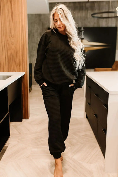 Quilted Joggers - Black - Bottoms