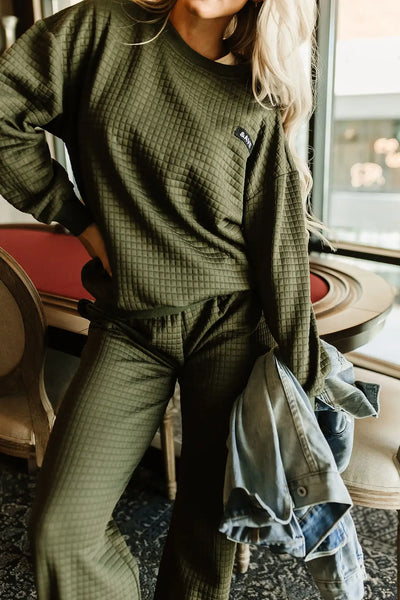 Quilted Pullover - Olive - Tops