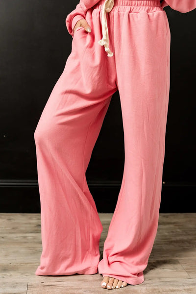 Performance Fleece Free Time Wide Leg Comf - Pink Tulip - Bottoms