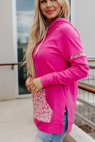 Sideslit Hoodie - Made For You - Pink - Tops