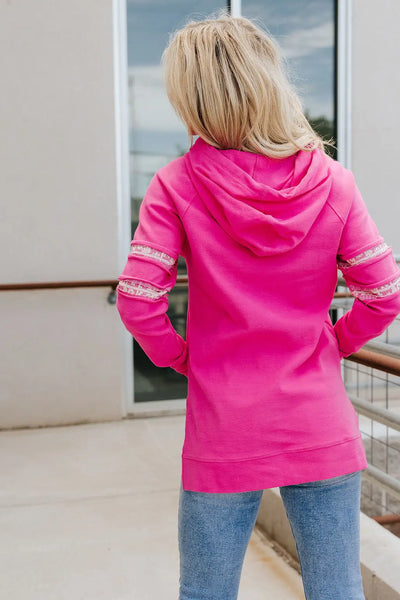 Sideslit Hoodie - Made For You - Pink - Tops
