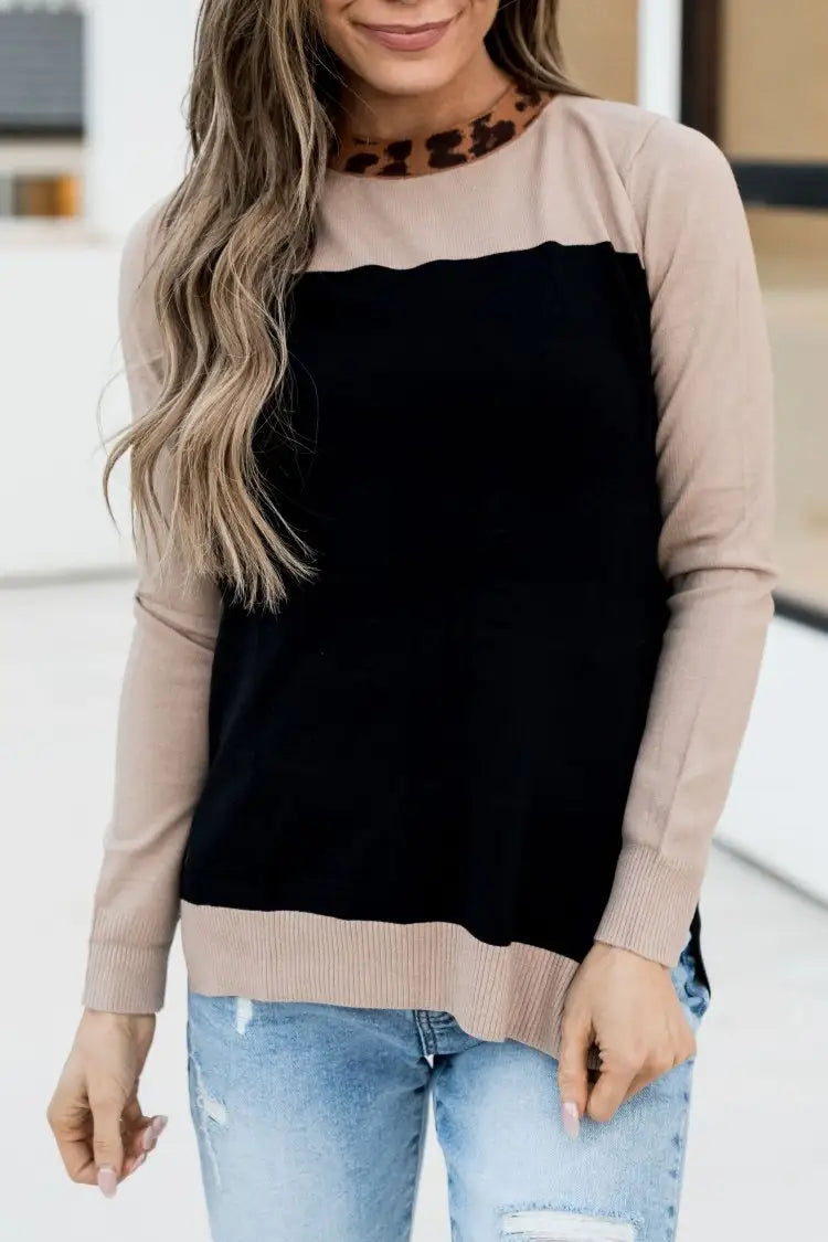 Graham Sweater - Leopard Collar - Tops