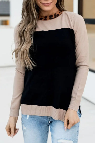 Graham Sweater - Leopard Collar - Tops