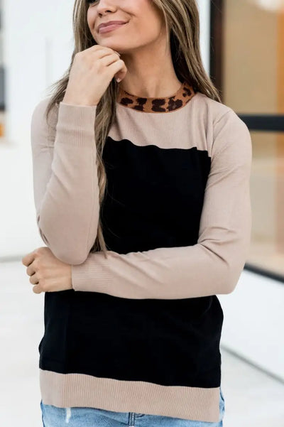 Graham Sweater - Leopard Collar - Tops