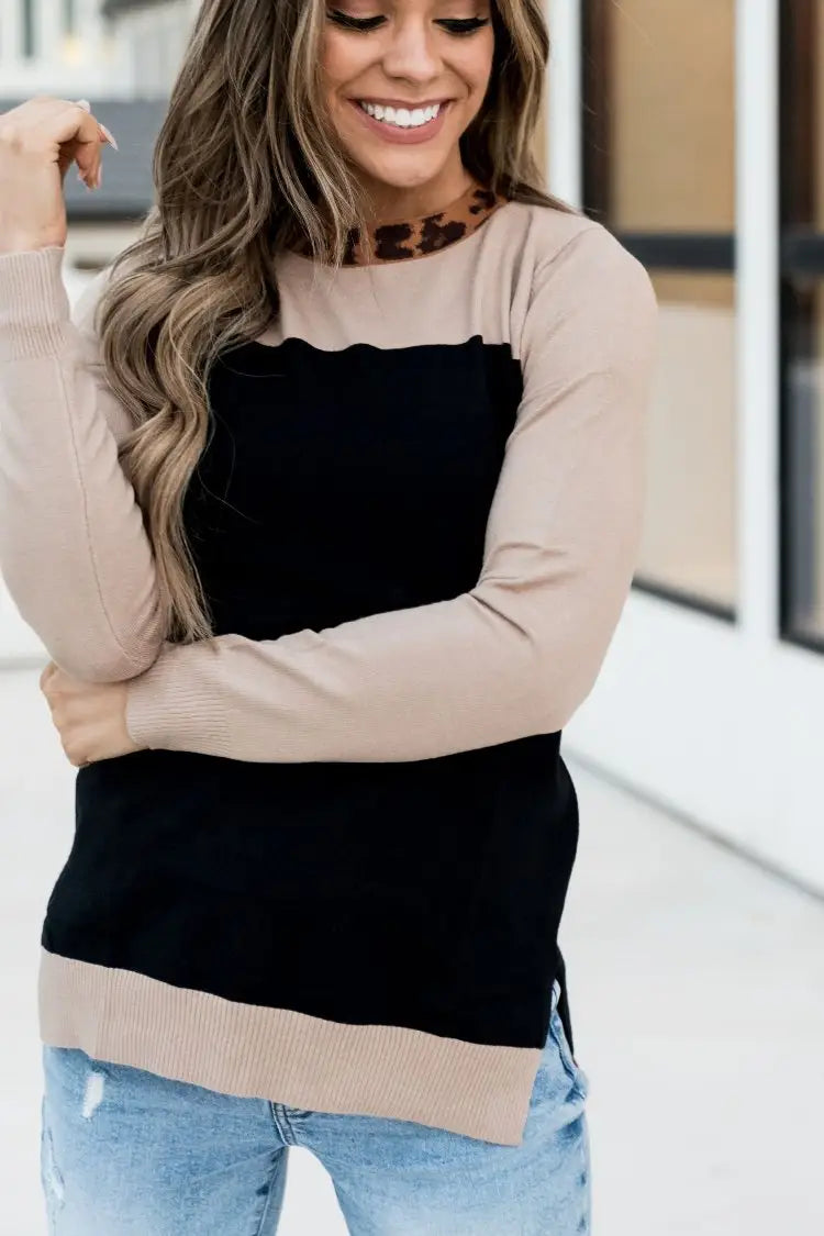 Graham Sweater - Leopard Collar - Tops