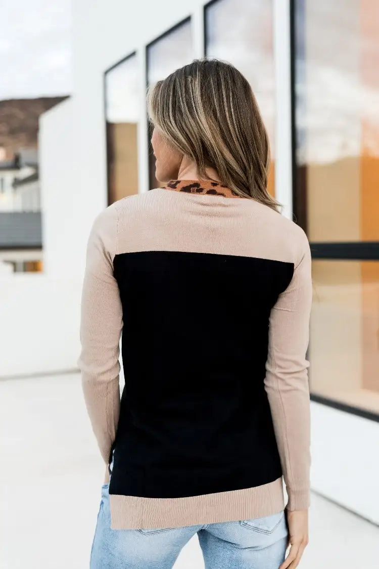 Graham Sweater - Leopard Collar - Tops