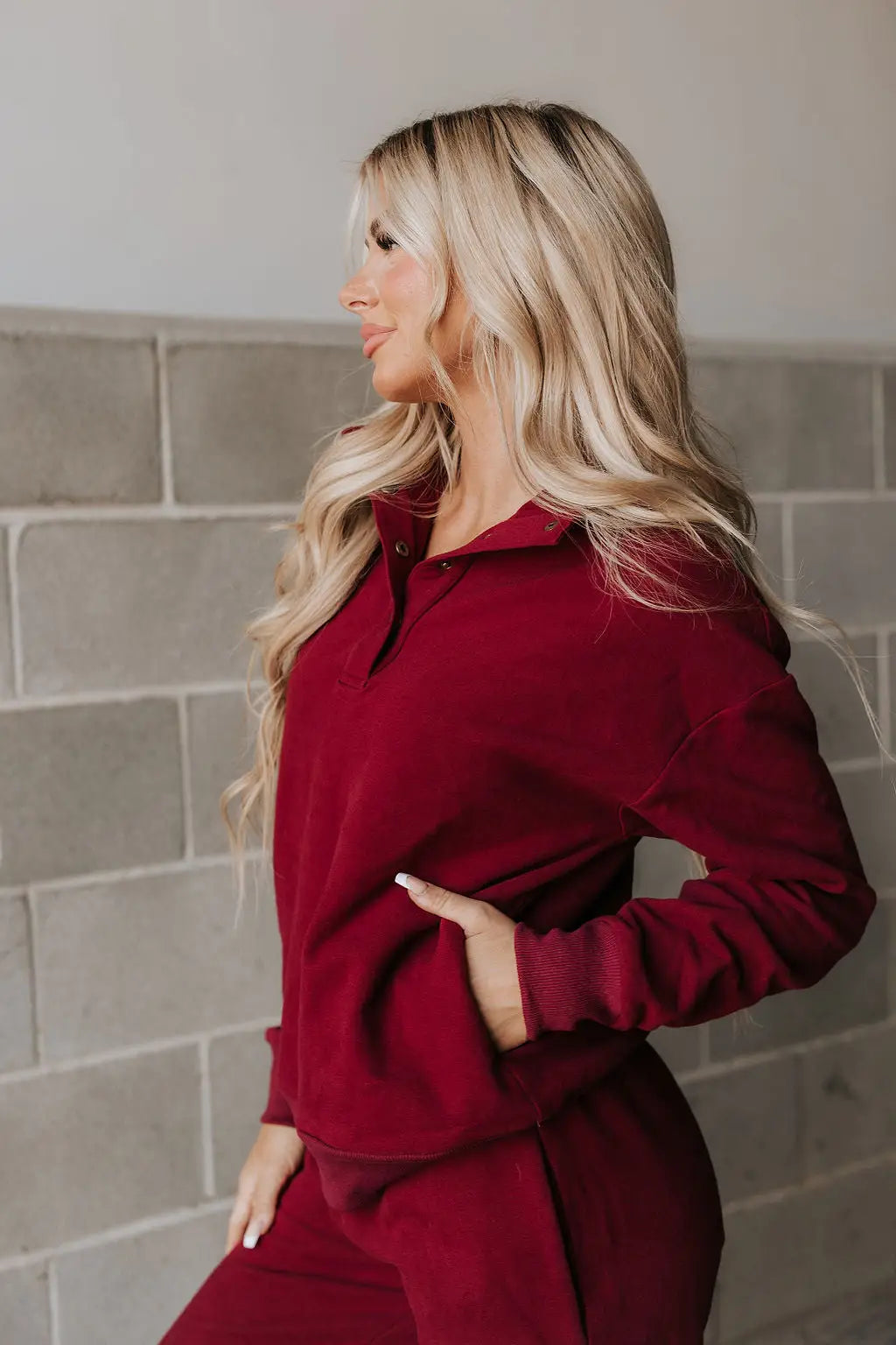 Never Better Button Top - Wine - Tops