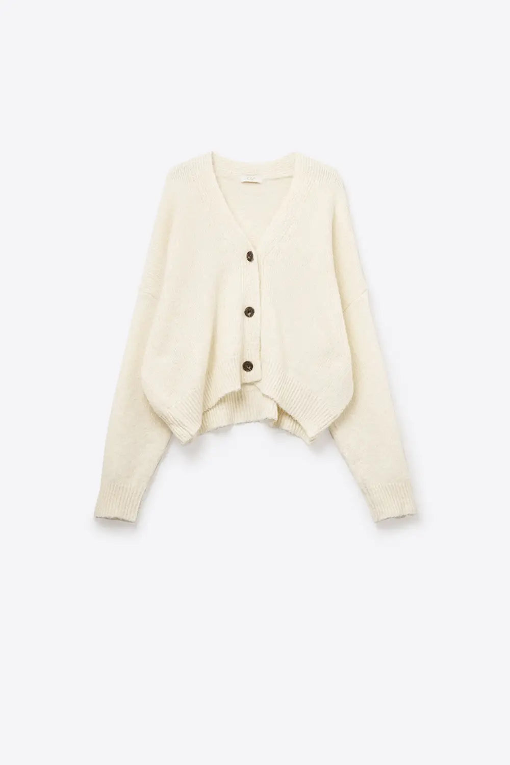 V-neck Basic Cream Buttoned Cardigan - One Size / White - Sweaters