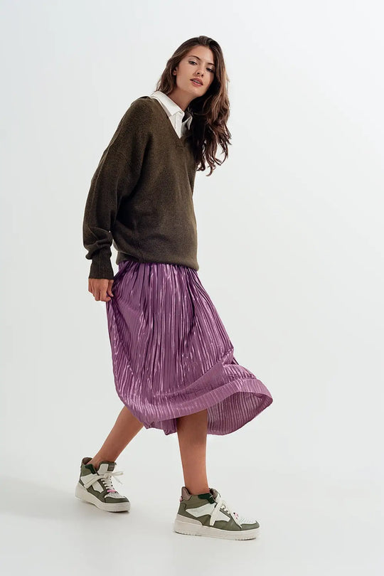 V neck hoodie jumper in green - One Size / Green - Sweaters