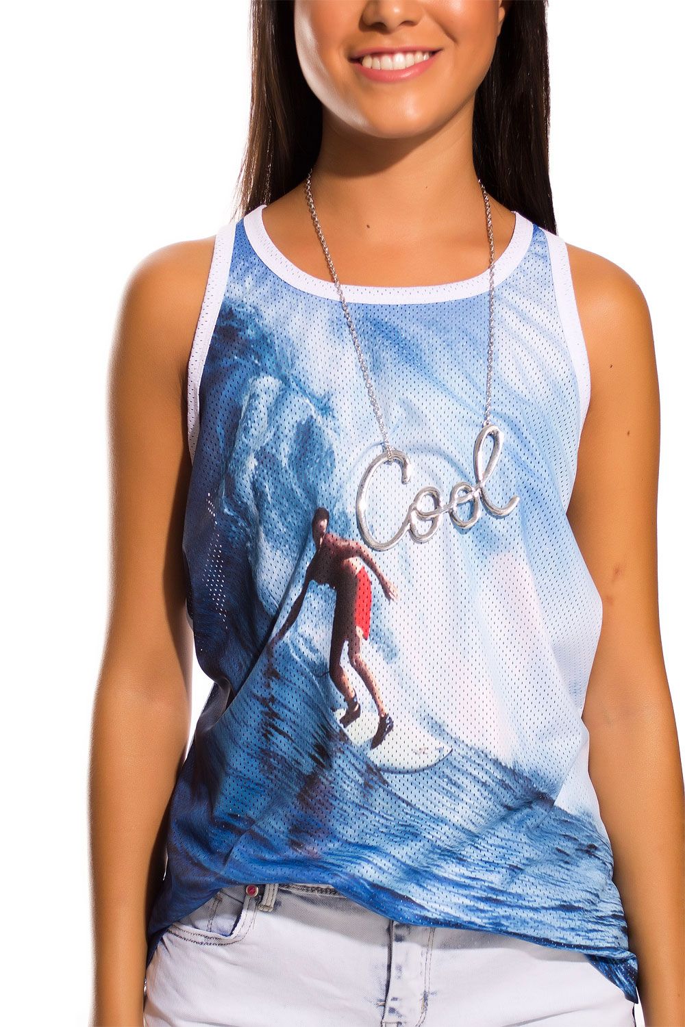 Vest with surf print