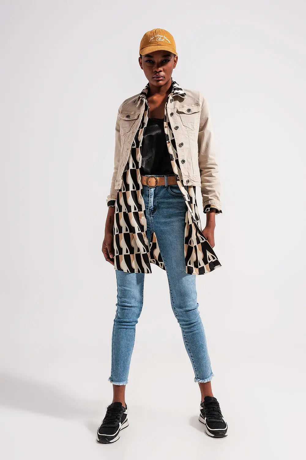 Veste camionneur ajustée en jean beige - Vestes